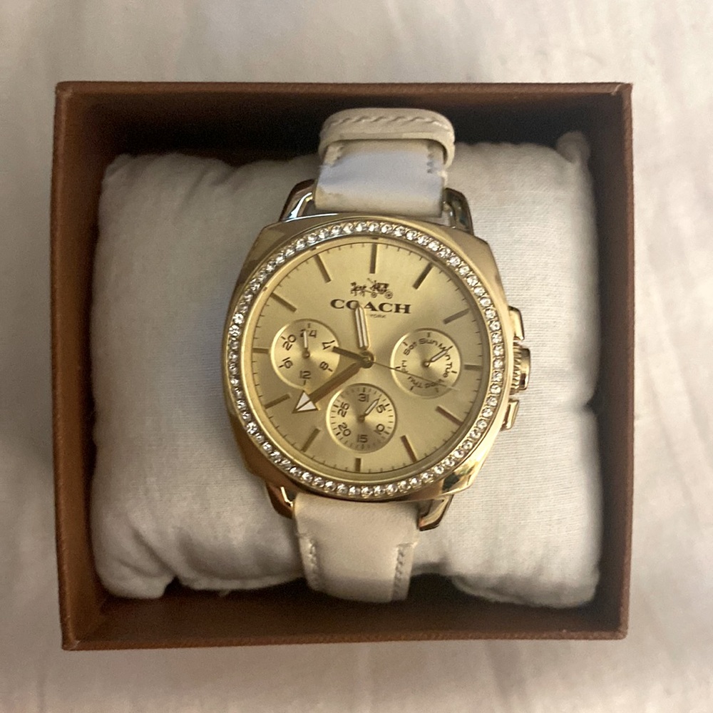 Coach Chronograph White And Gold Watch. Gem